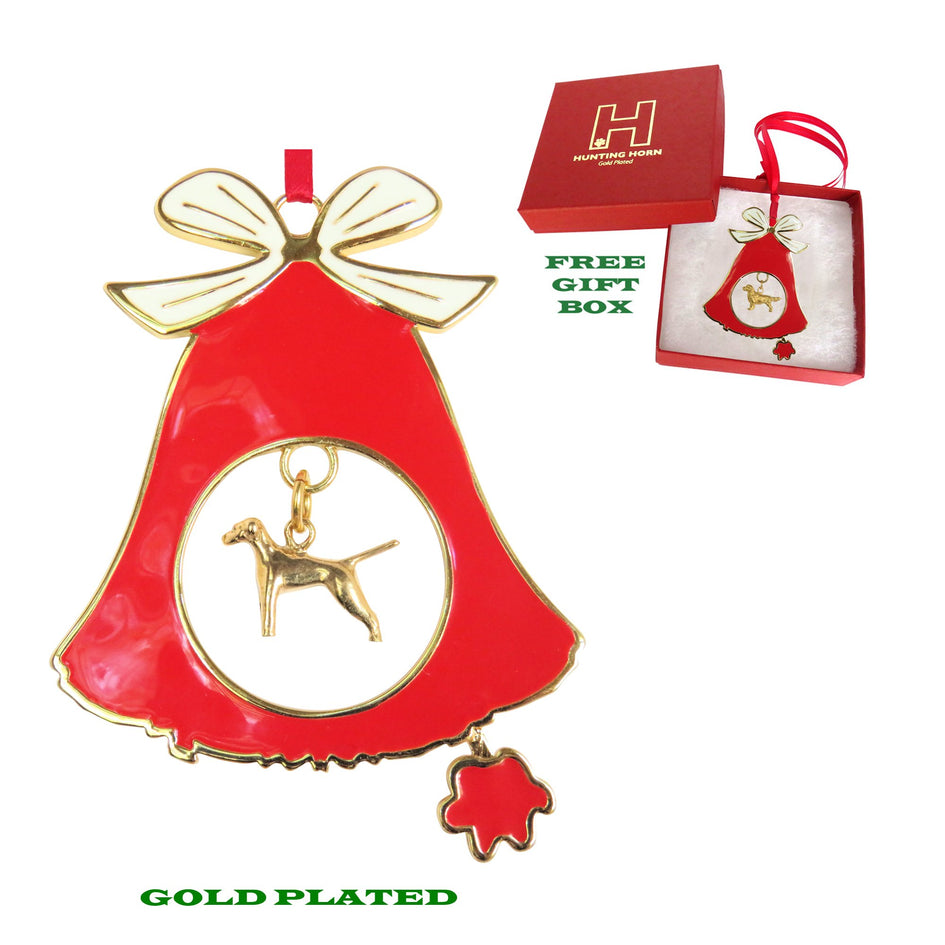 Vizsla Gold Plated Holiday Bell Ornament
