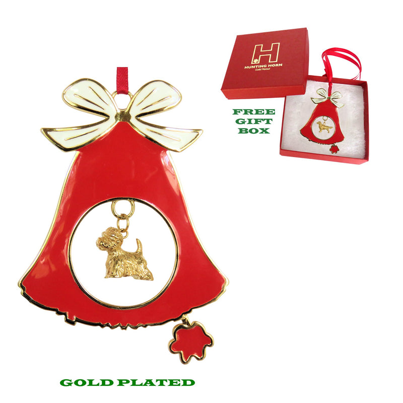 West Highland White Terrier Gold Plated Holiday Bell Ornament