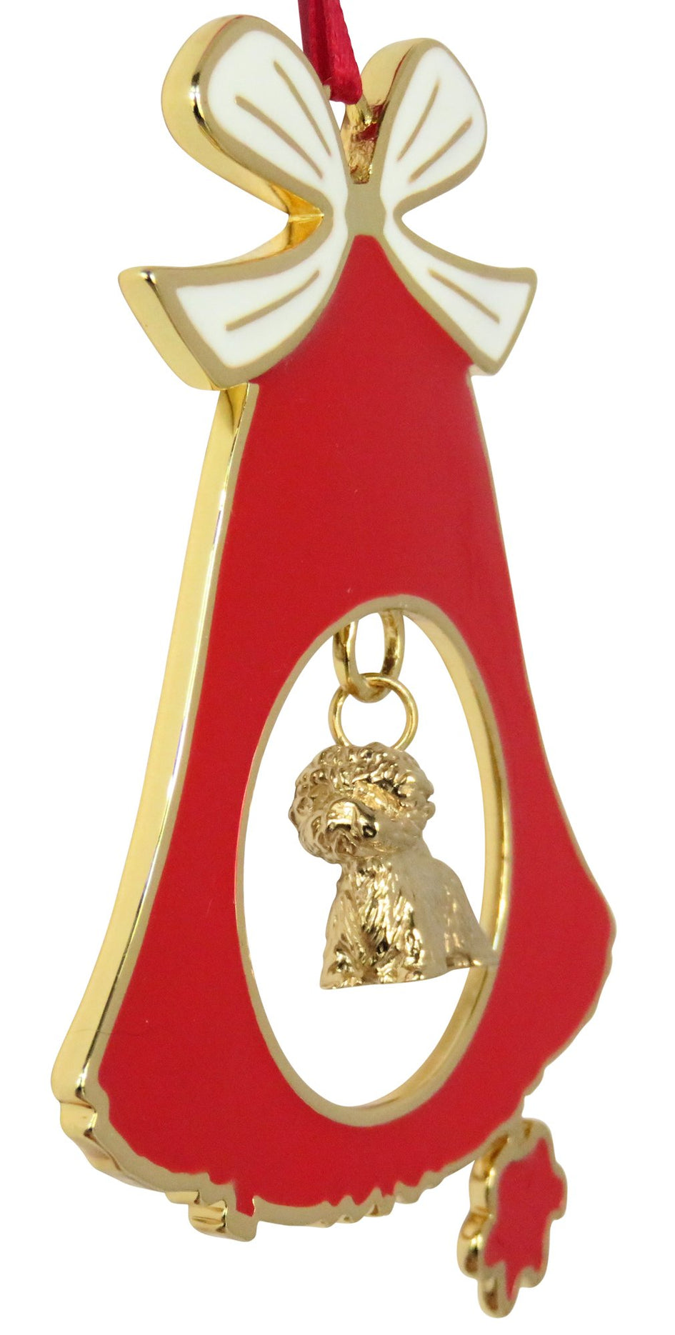 West Highland White Terrier Gold Plated Holiday Bell Ornament