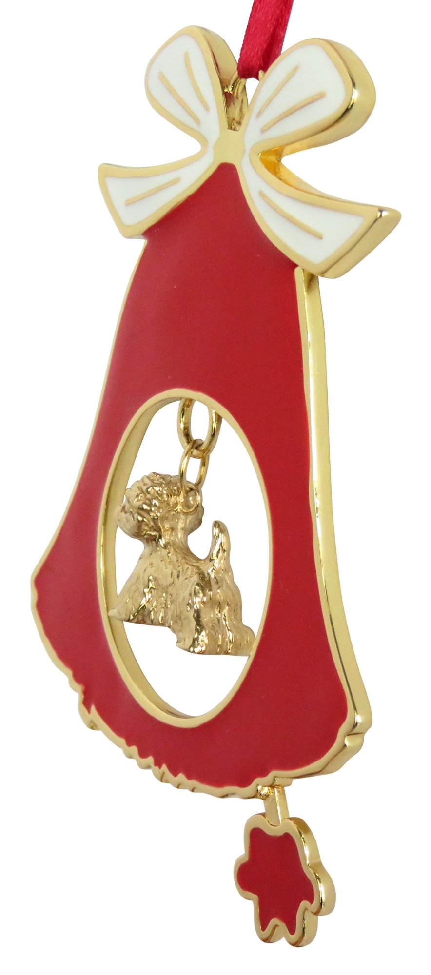 West Highland White Terrier Gold Plated Holiday Bell Ornament