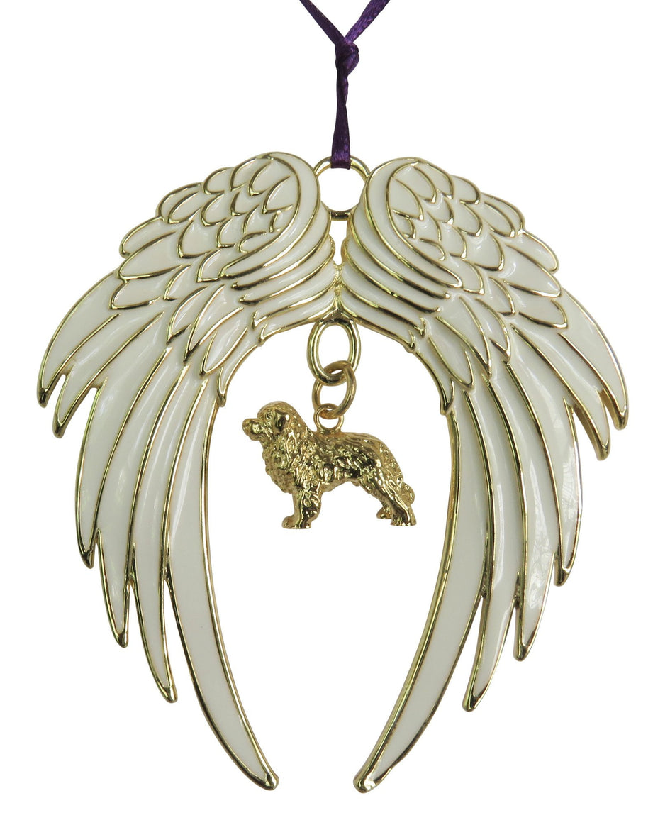 Bernese Mountain Dog Gold Plated Holiday Angel Wing Ornament