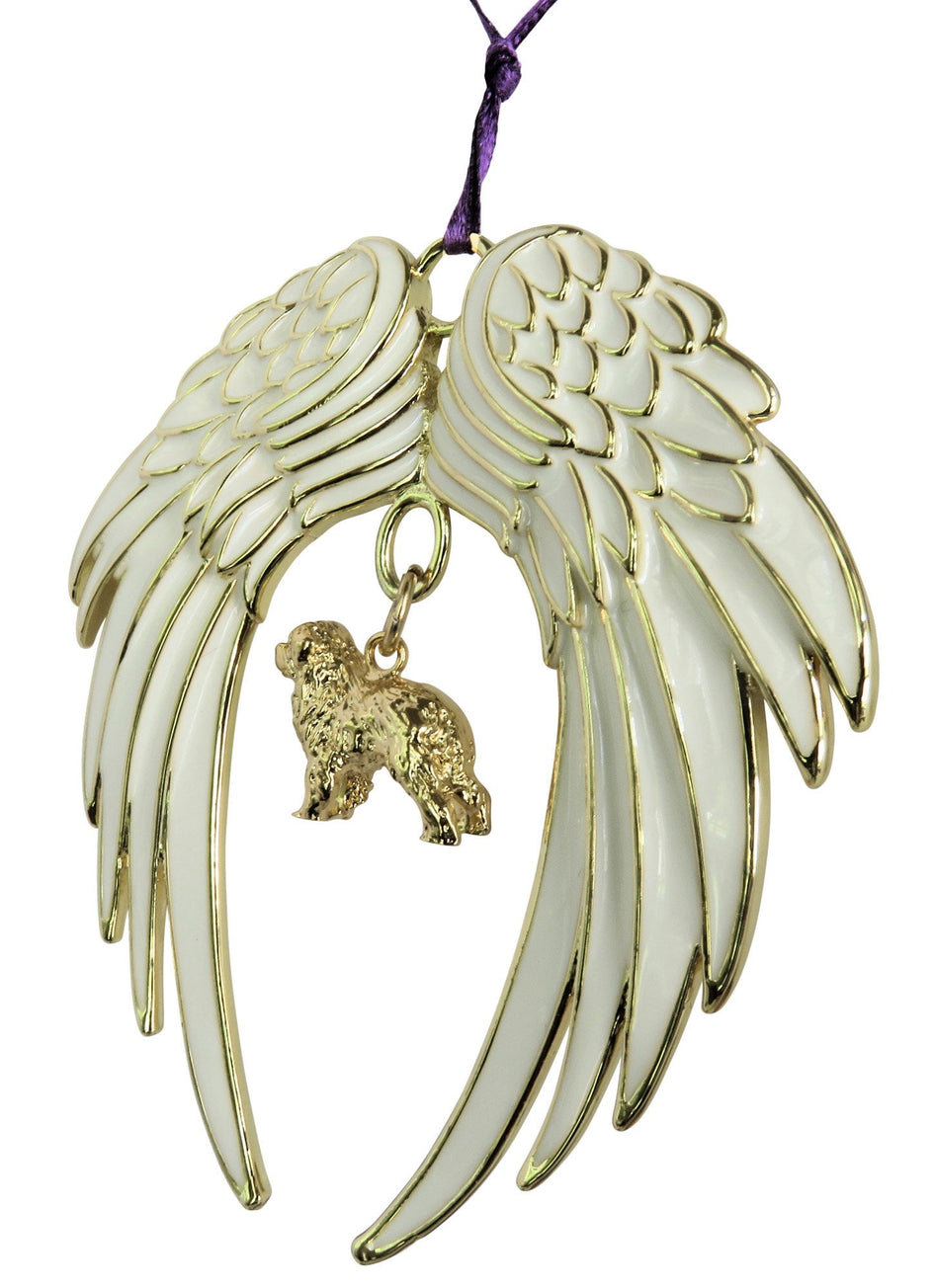 Bernese Mountain Dog Gold Plated Holiday Angel Wing Ornament
