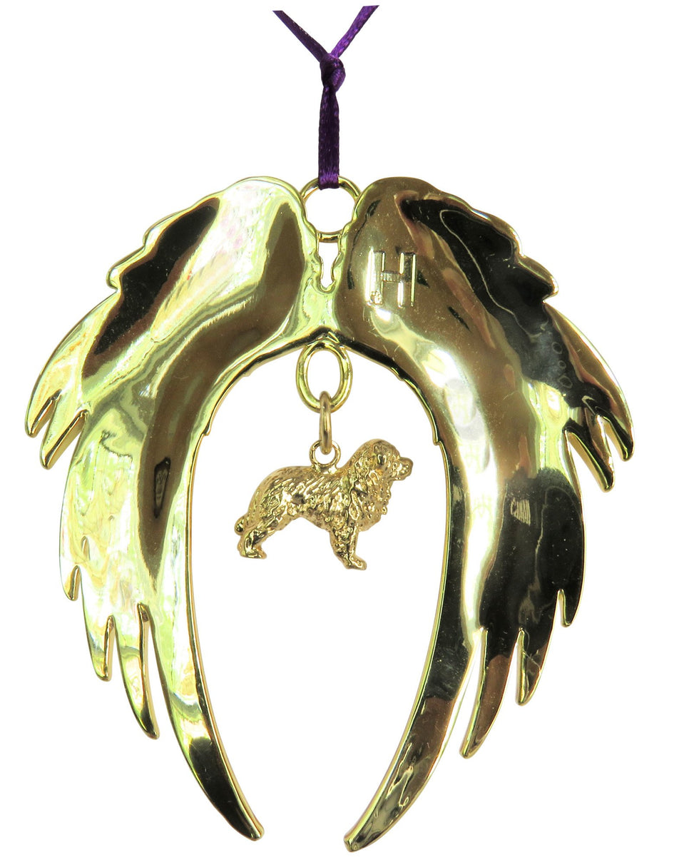 Bernese Mountain Dog Gold Plated Holiday Angel Wing Ornament