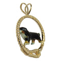 Bernese Mountain Dog in 14K Gold Leash Pendant Custom Enamel