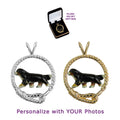 Bernese Mountain Dog in Sterling Silver Leash Pendant Custom Enamel
