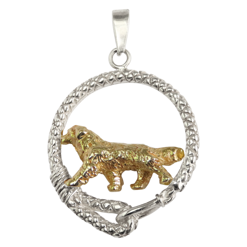 Bernese Mountain Dog -Solid 14K Gold  in Sterling Silver Leash Pendant