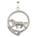 Bernese Mountain Dog in Solid Sterling Silver Leash Pendant