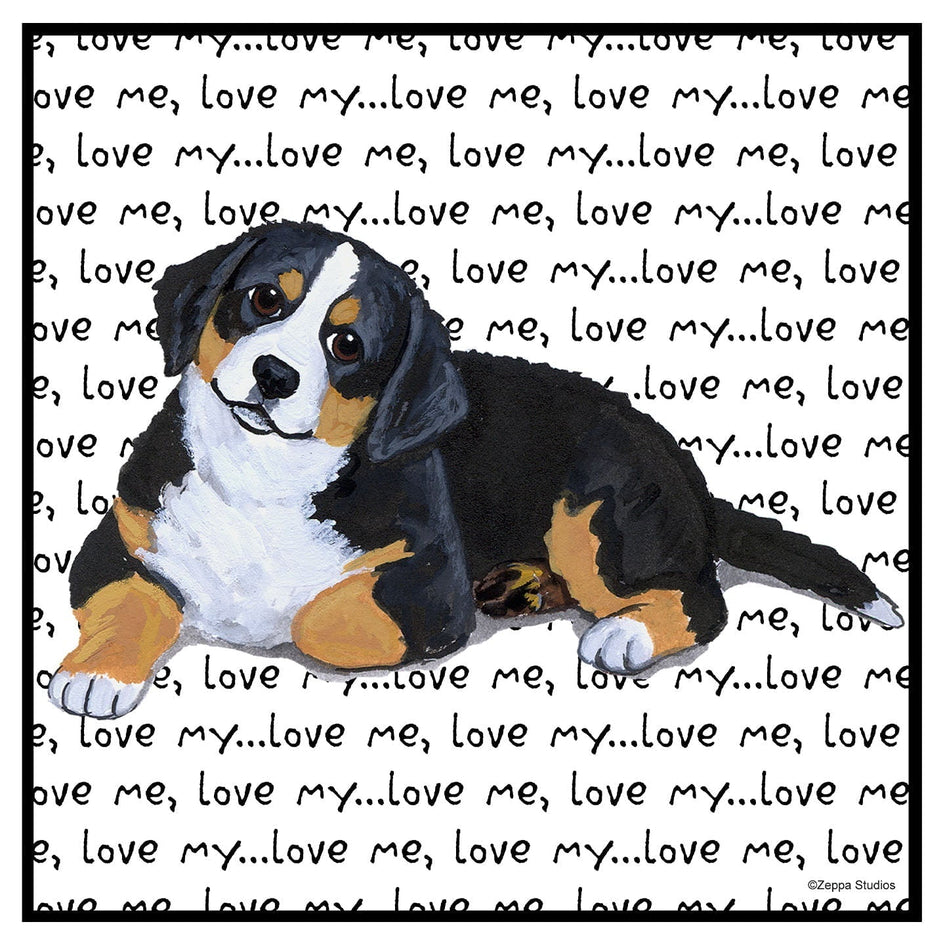 Bernese Mountain Dog Puppy Love Text - Women's V-Neck T-Shirt