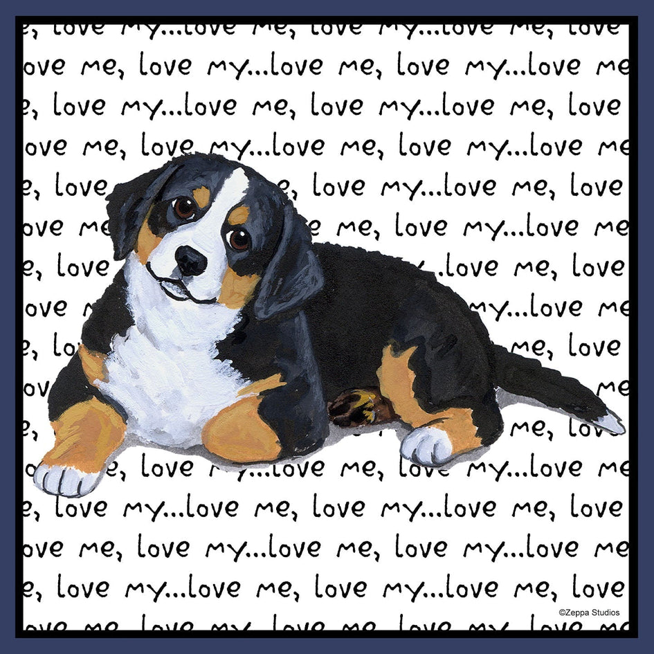 Bernese Mountain Dog Puppy Love Text - Adult Unisex Crewneck Sweatshirt