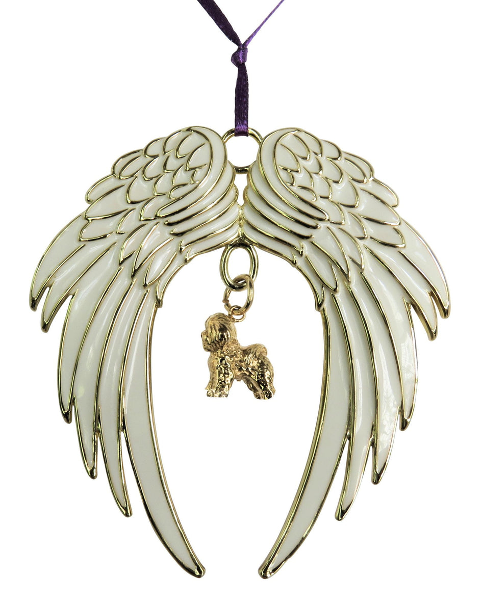 Bichon Frise Gold Plated Holiday Angel Wing Ornament