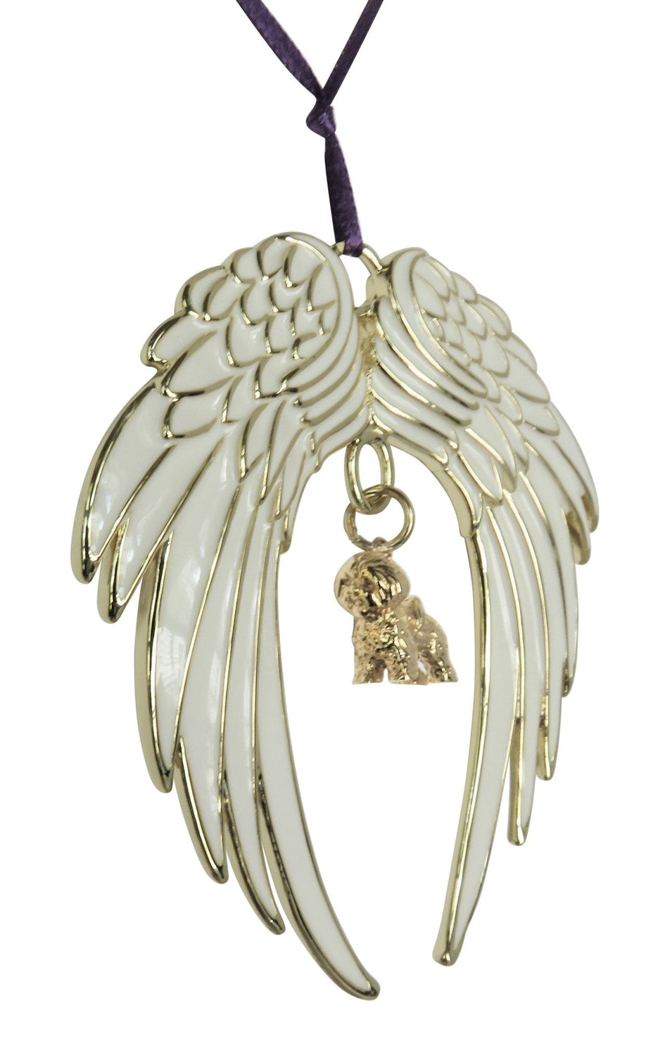 Bichon Frise Gold Plated Holiday Angel Wing Ornament