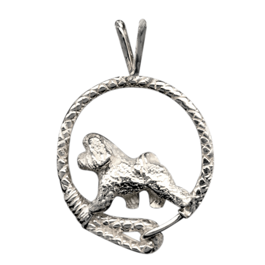 Bichon Frise in Solid Sterling Silver Leash Pendant