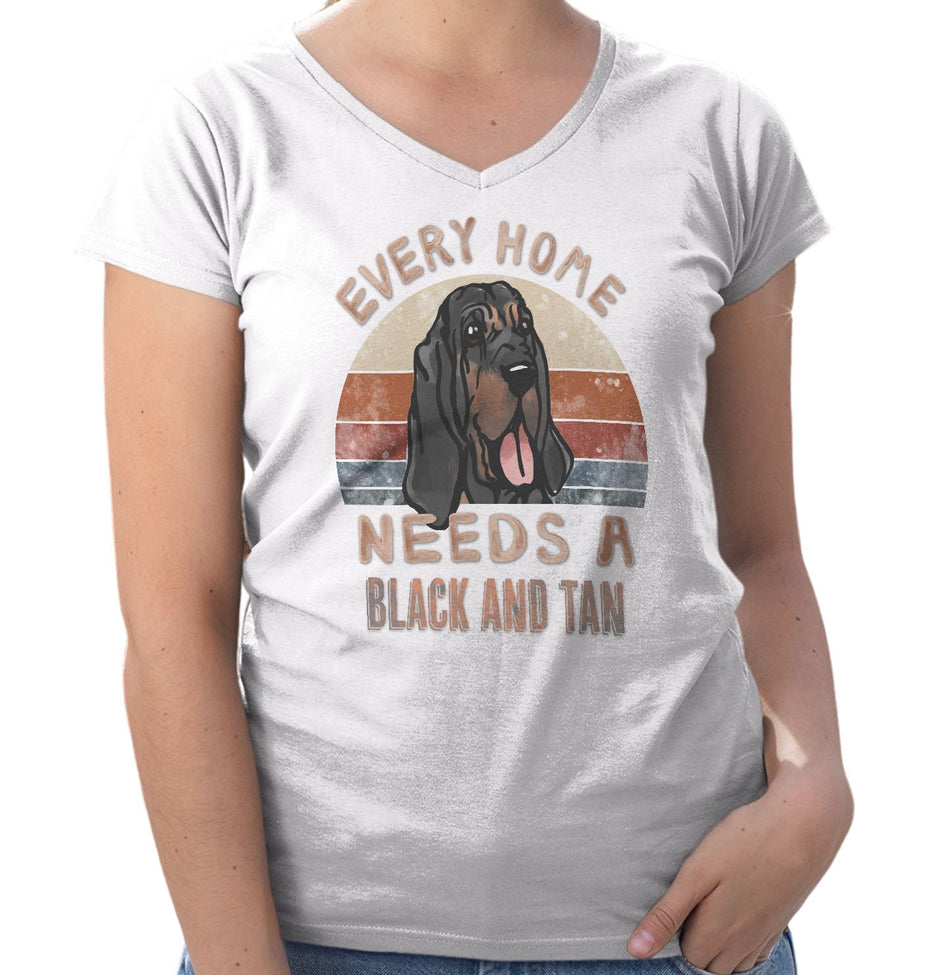Every Home Needs a Black and Tan Coonhound - Women's V-Neck T-Shirt