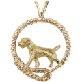 Border Terrier Solid 14K Gold Leash Pendant