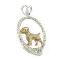 Border Terrier- Solid 14K Gold and Sterling Silver Leash Pendant