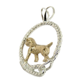 Border Terrier- Solid 14K Gold and Sterling Silver Leash Pendant