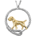 Border Terrier- Solid 14K Gold and Sterling Silver Leash Pendant