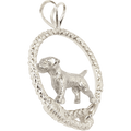 Border Terrier in Solid Sterling Silver Leash Pendant