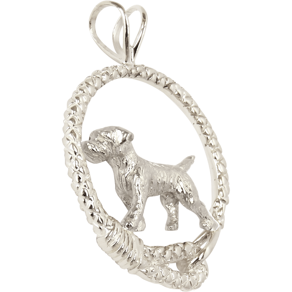 Border Terrier in Solid Sterling Silver Leash Pendant