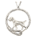 Border Terrier in Solid Sterling Silver Leash Pendant