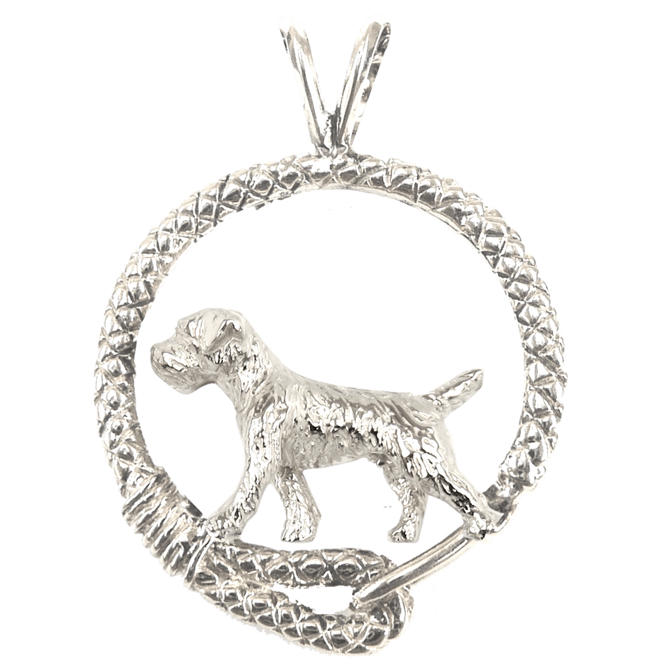 Border Terrier in Solid Sterling Silver Leash Pendant