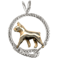 Gold Boston Terrier- Solid 14K and Sterling Silver Leash Pendant