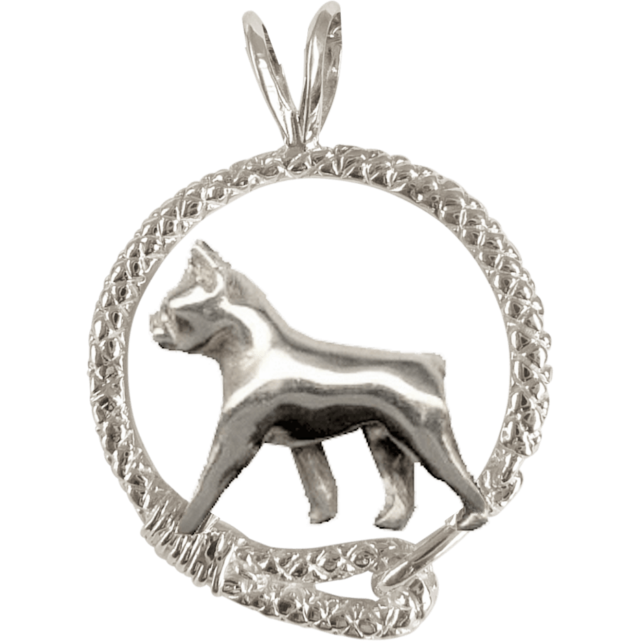 Boston Terrier in Solid Sterling Silver Leash Pendant