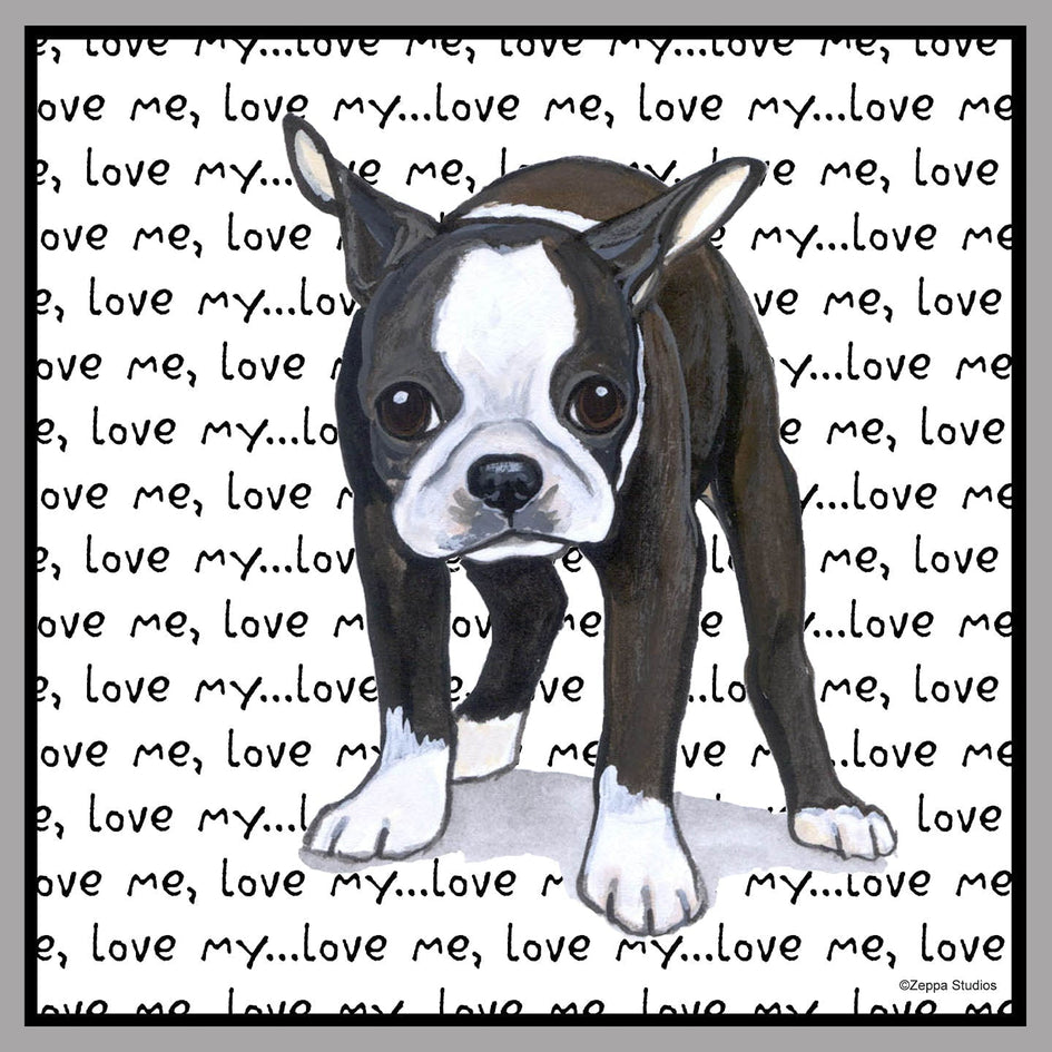 Boston Terrier Love Text - Women's V-Neck T-Shirt