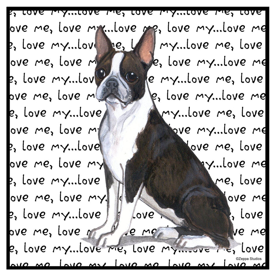 Boston Terrier Puppy Love Text - Women's V-Neck T-Shirt