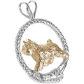 Bouvier des Flandres Solid 14K Gold in Sterling Silver Leash Pendant