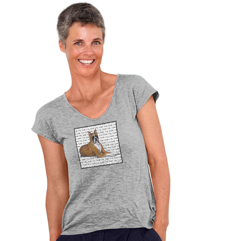 Boxer Love Text - Women's V-Neck T-Shirt