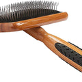 Bass Brushes Large De-matting Slicker Style Dog Brush, Bamboo-Dark Finish