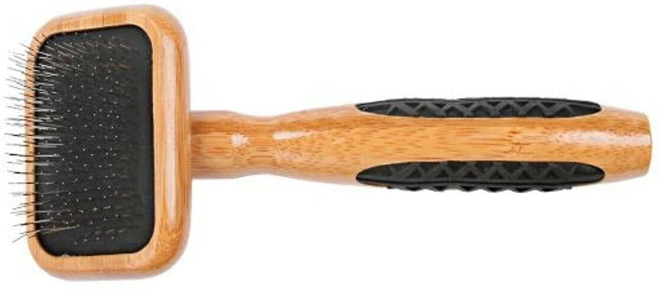 Bass Brushes X-Small De-matting Slicker Style Dog Brush, Bamboo-Dark Finish