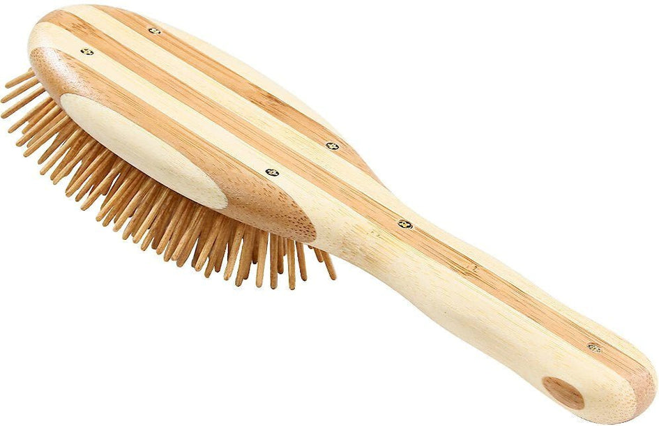 Bass Brushes The Green Dog Oval Brush, Bamboo-Stiped Finish, Small