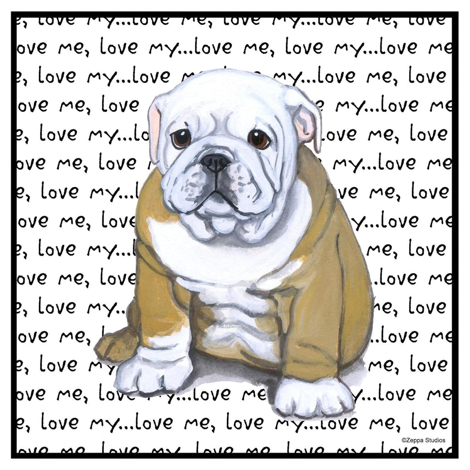 Bulldog Puppy Love Text - Women's V-Neck T-Shirt
