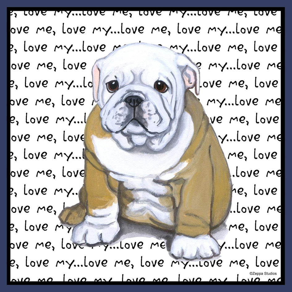Bulldog Puppy Love Text - Adult Unisex Crewneck Sweatshirt