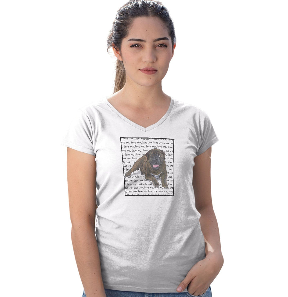 Bullmastiff Love Text - Women's V-Neck T-Shirt