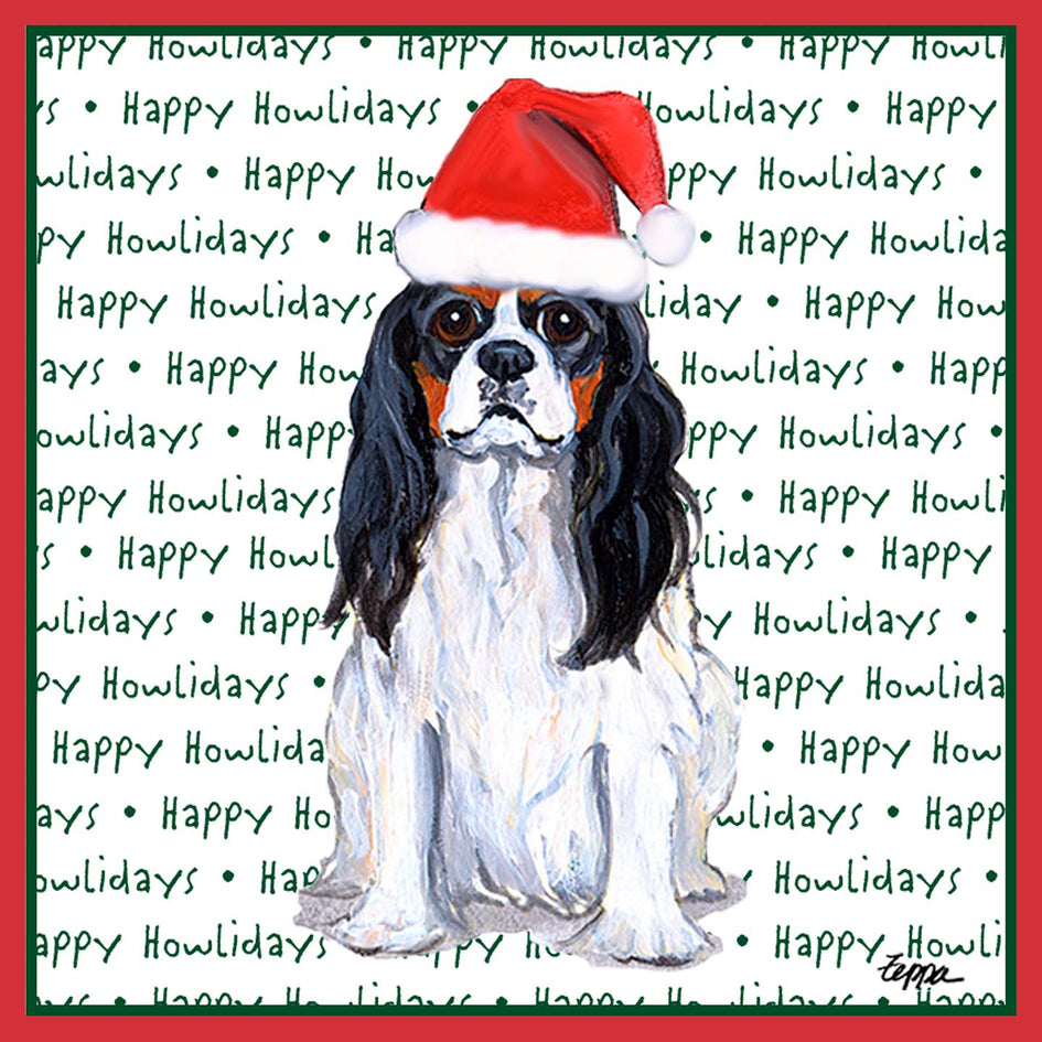 Cavalier King Charles Spaniel (Tri-Color) Happy Howlidays Text - Adult Unisex Long Sleeve T-Shirt
