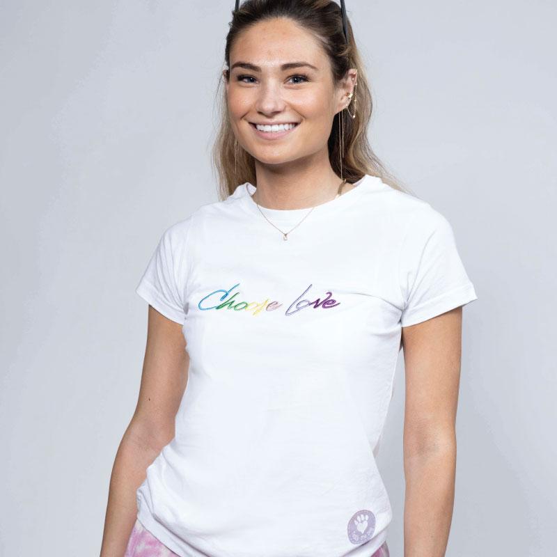 Choose Love - Embroidered Fitted Short Sleeve T-Shirt