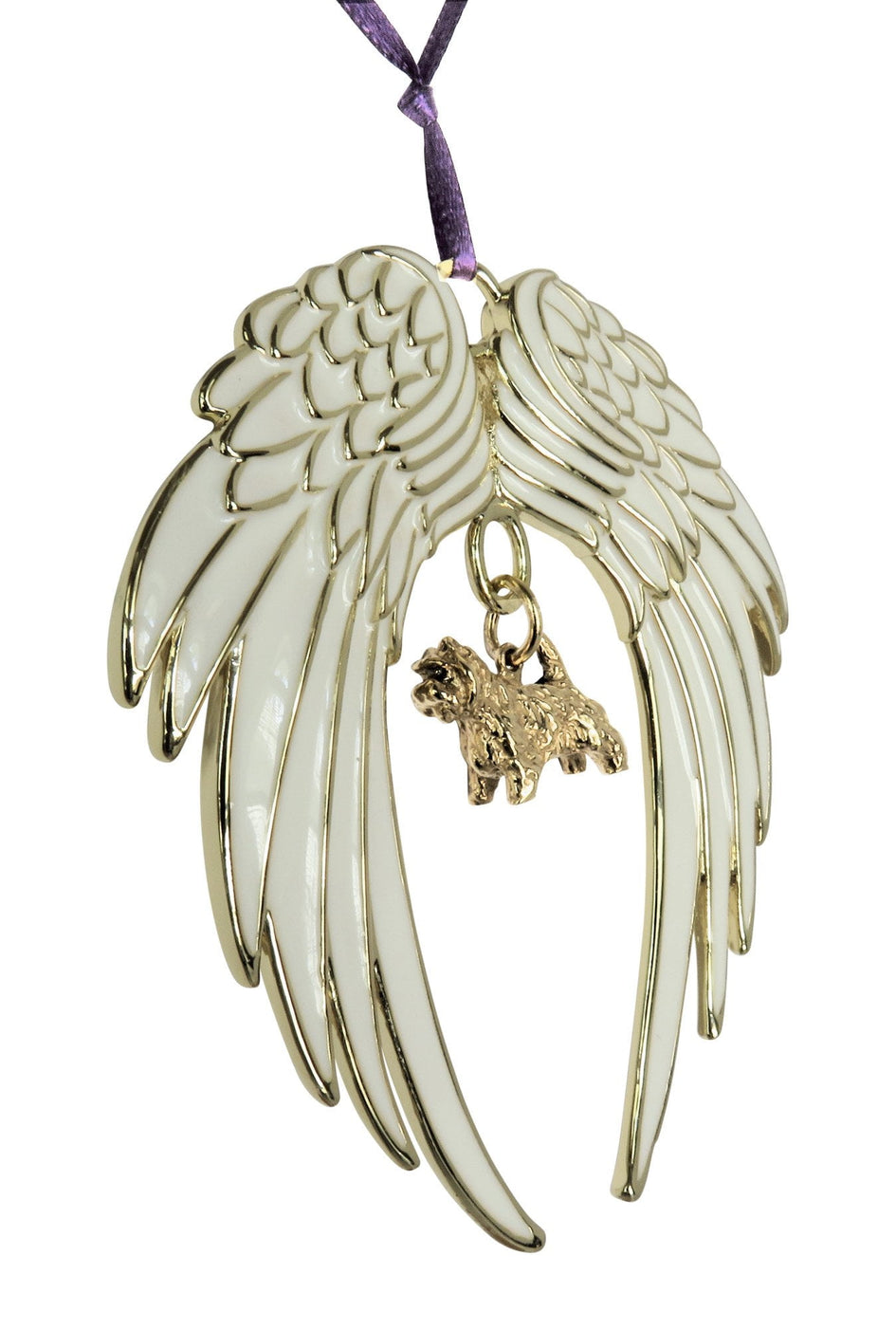 Cairn Terrier Gold Plated Holiday Angel Wing Ornament