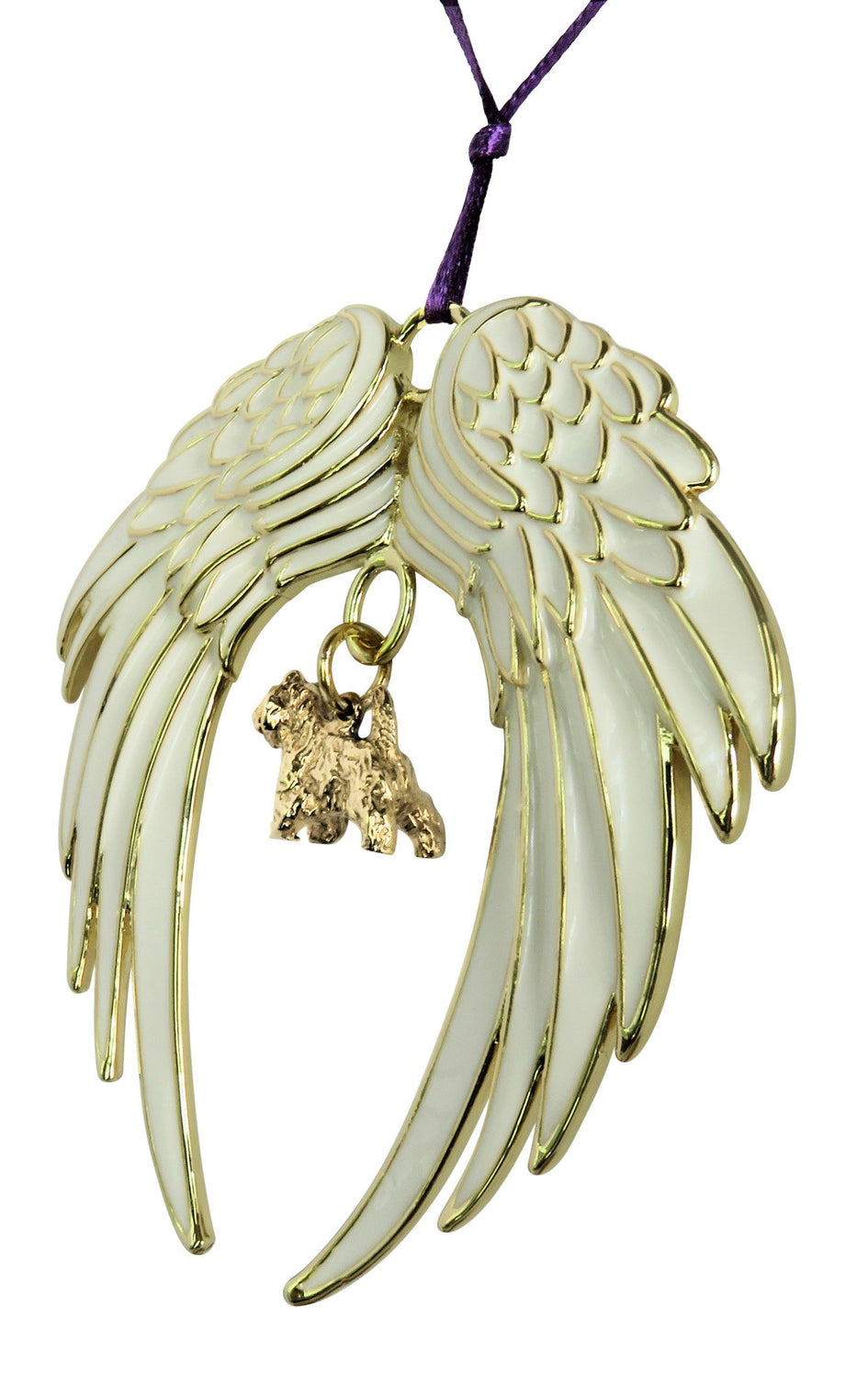 Cairn Terrier Gold Plated Holiday Angel Wing Ornament