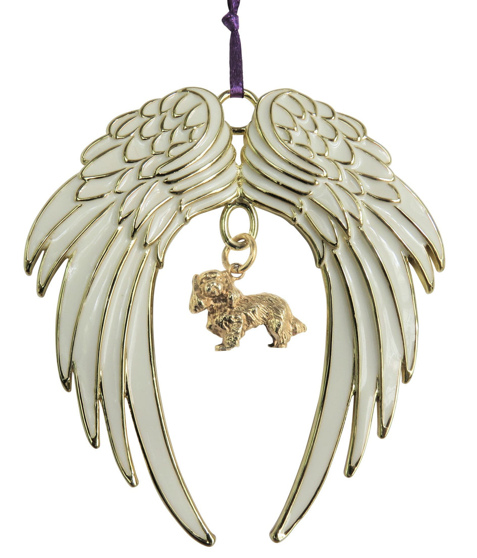 Cavalier King Charles Spaniel Gold Plated Holiday Angel Wing Ornament