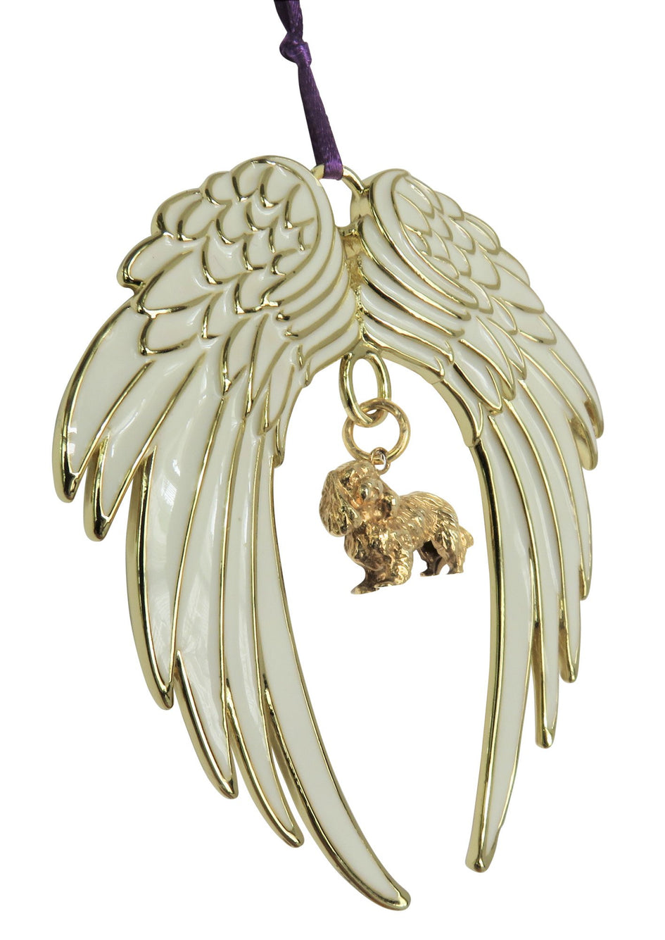 Cavalier King Charles Spaniel Gold Plated Holiday Angel Wing Ornament