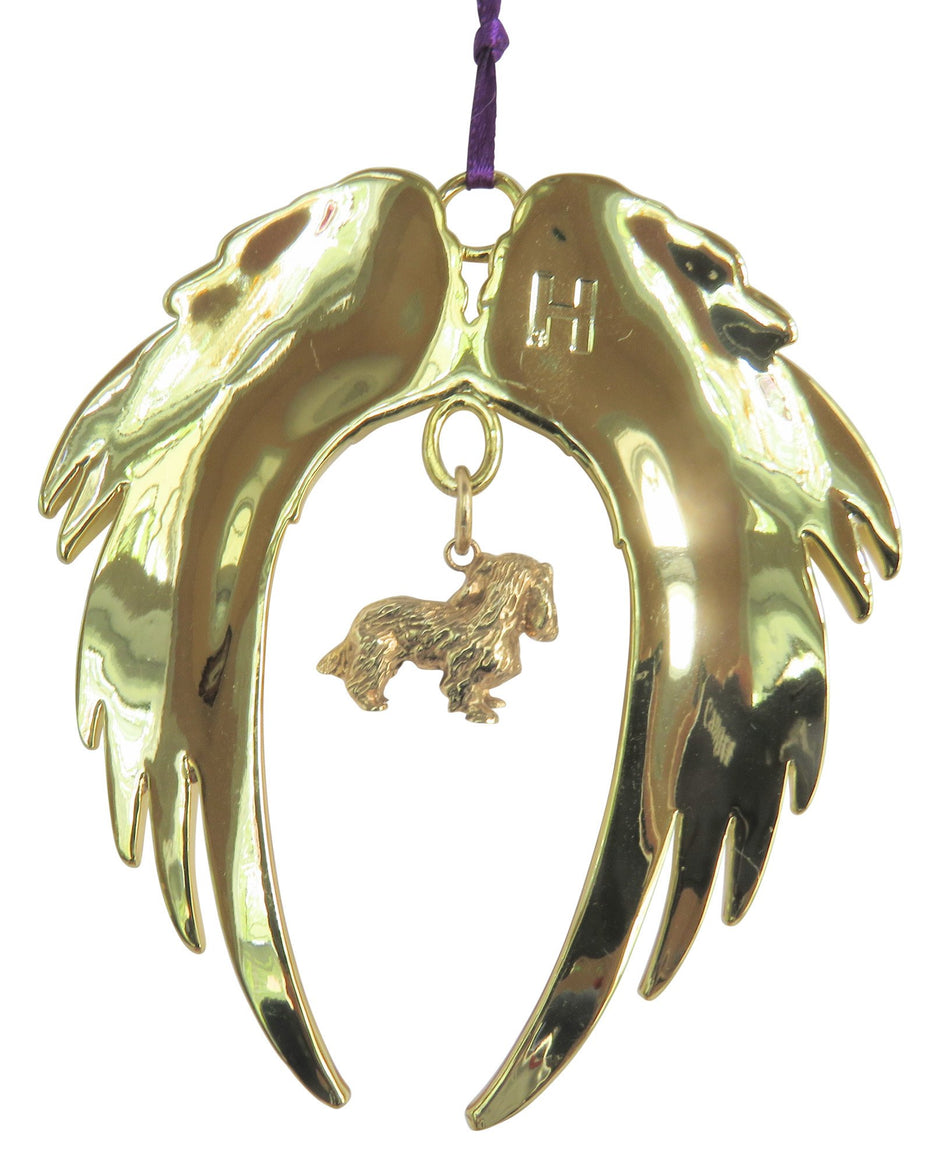 Cavalier King Charles Spaniel Gold Plated Holiday Angel Wing Ornament