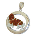 Cavalier King Charles Spaniel in Sterling Silver Medium Oval Pendant Custom Enamel