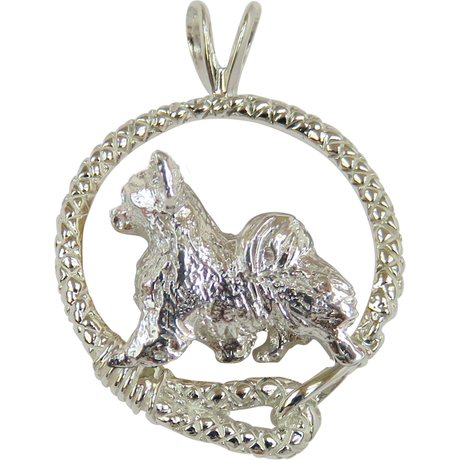 Long Coat Chihuahua in Solid Sterling Silver Leash Pendant