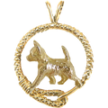 Solid 14K Gold Smooth Coat Chihuahua Leash Pendant
