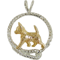 Chihuahua (Smooth Coat) in Solid 14K Gold  and Sterling Silver Leash Pendant