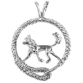 Chinese Crested Dog in Solid Sterling Silver Leash Pendant