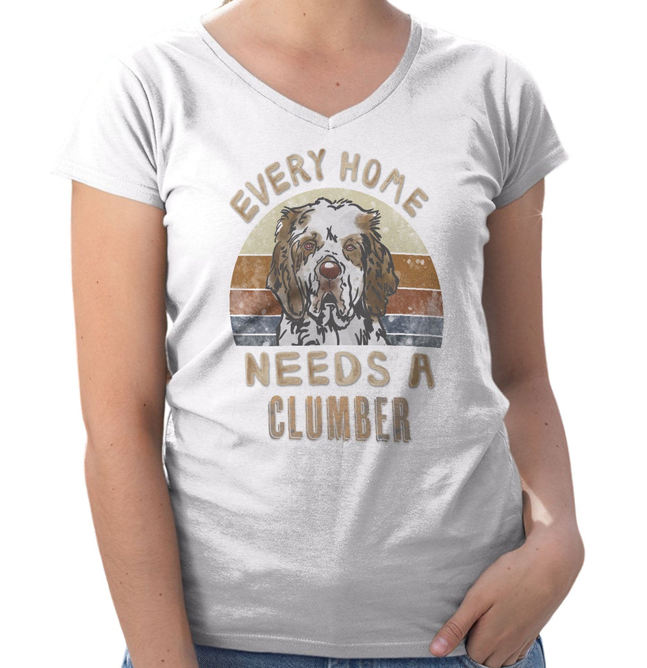 Every Home Needs a Clumber Spaniel - Women's V-Neck T-Shirt